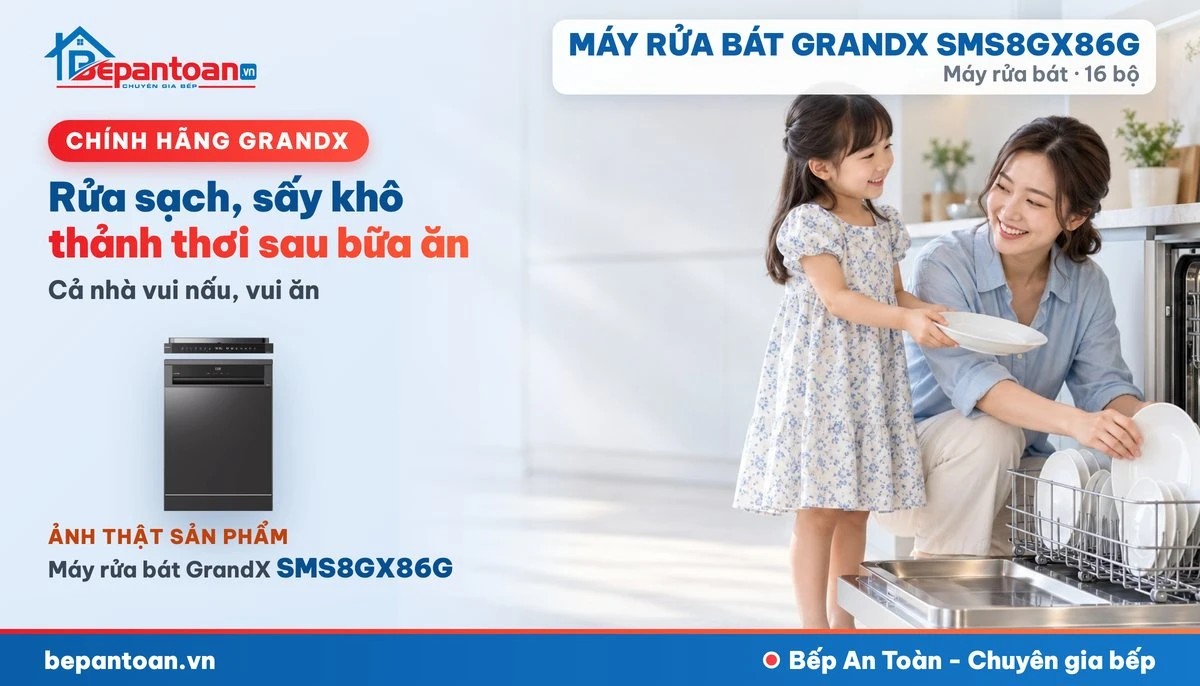 Máy rửa bát GrandX SMS8GX86G - gia đình
