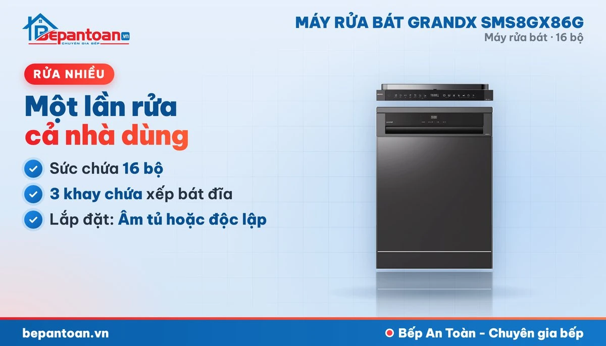 Máy rửa bát GrandX SMS8GX86G - sức chứa