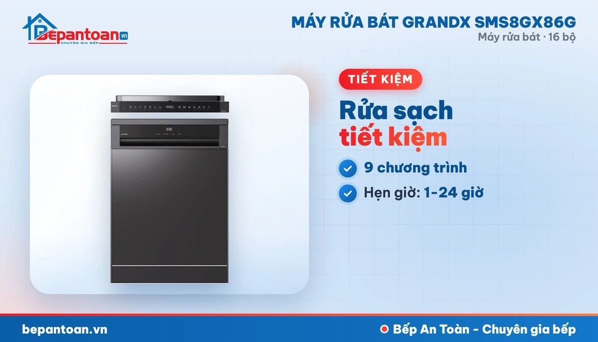 Máy rửa bát GrandX SMS8GX86G - chương trình rửa