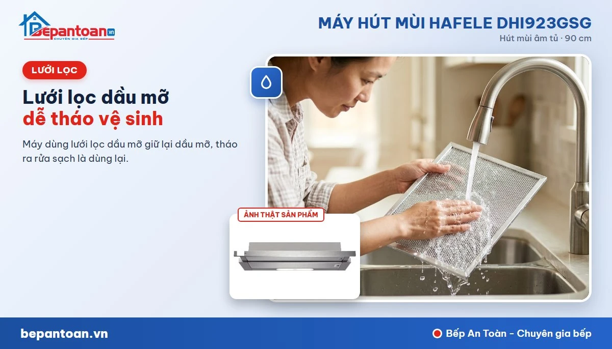 Máy hút mùi Hafele DHI923GSG - Lưới lọc dầu mỡ