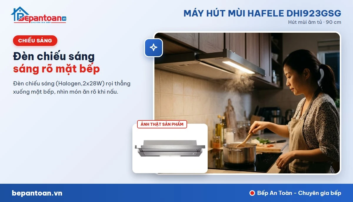 Máy hút mùi Hafele DHI923GSG - Đèn chiếu sáng