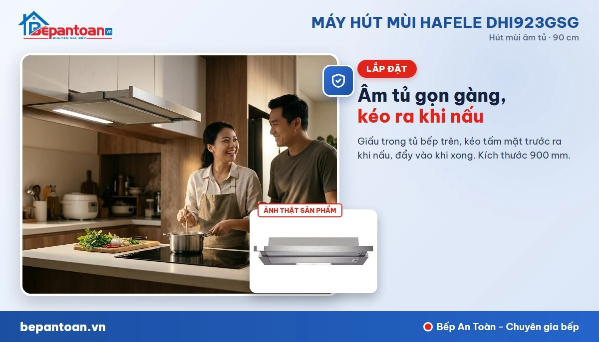 Máy hút mùi Hafele DHI923GSG - Lắp đặt