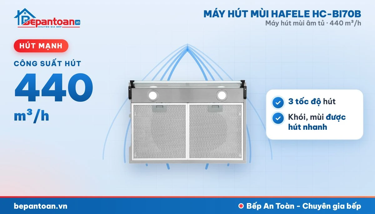 Máy hút mùi âm tủ Hafele HC-BI70B - hút mạnh 440 m³/h