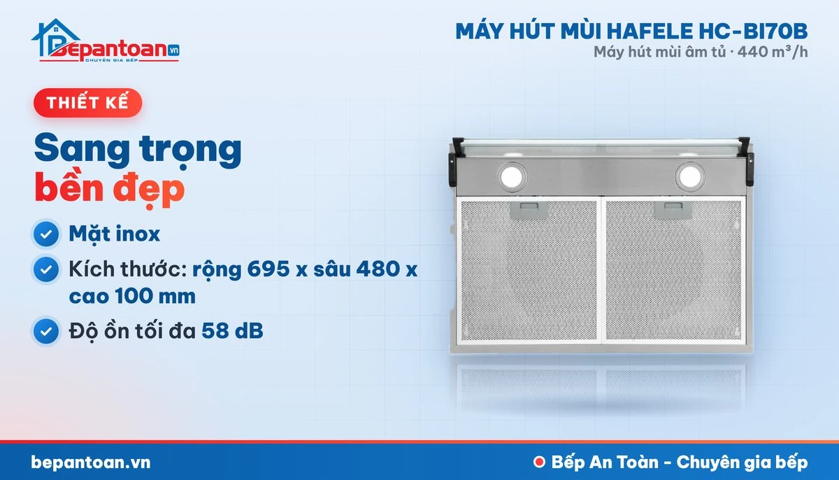 Máy hút mùi âm tủ Hafele HC-BI70B - thiết kế gọn đẹp