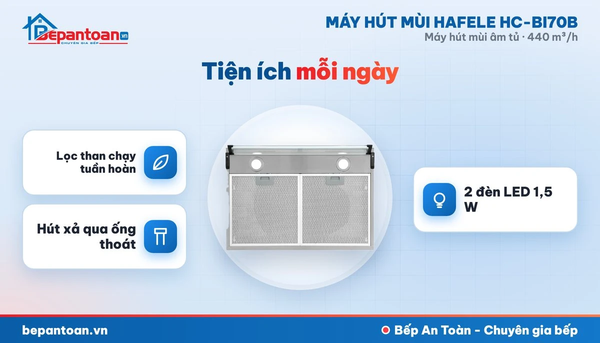 Máy hút mùi âm tủ Hafele HC-BI70B - tiện ích mỗi ngày