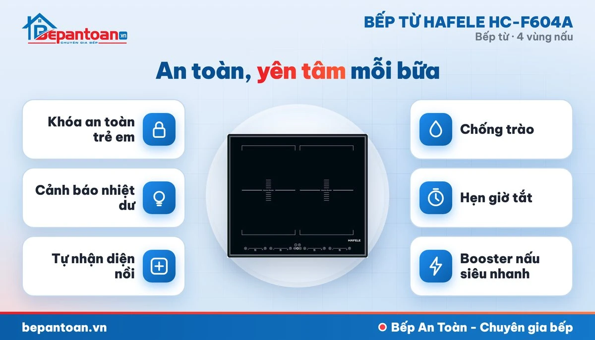 Bếp từ Hafele HC-F604A - an toàn cho cả gia đình