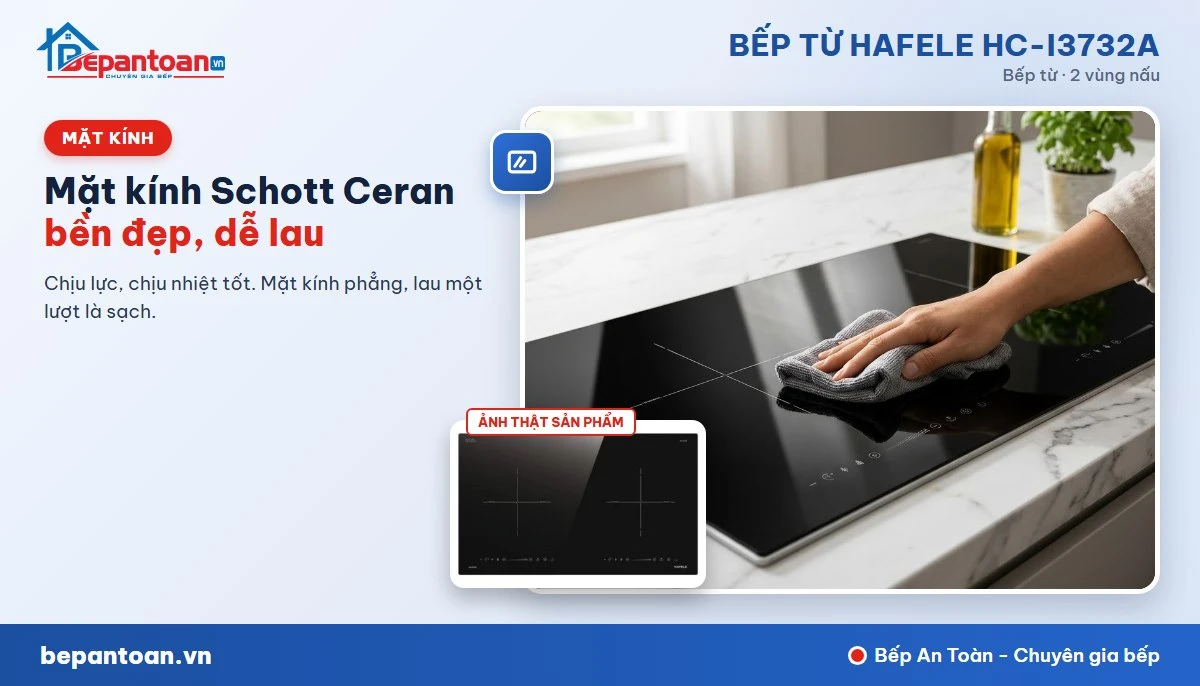 Bếp từ Hafele HC-I3732A - Mặt kính Schott Ceran, viền hợp kim nhôm