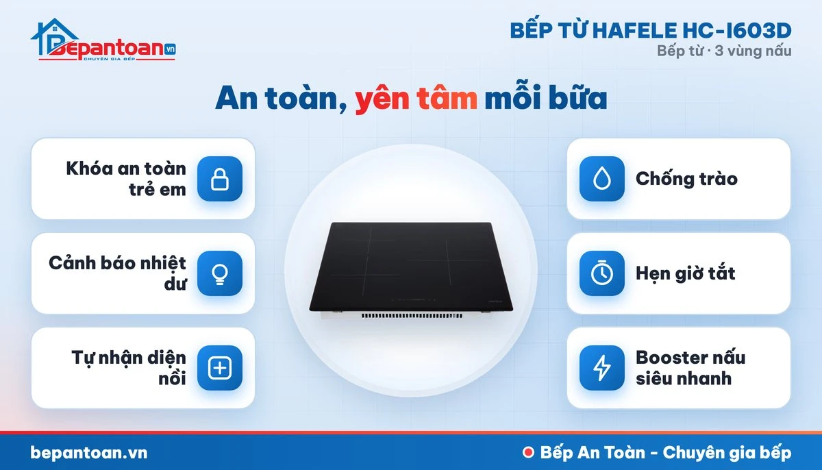 Bếp từ Hafele HC-I603D - an toàn cho cả gia đình