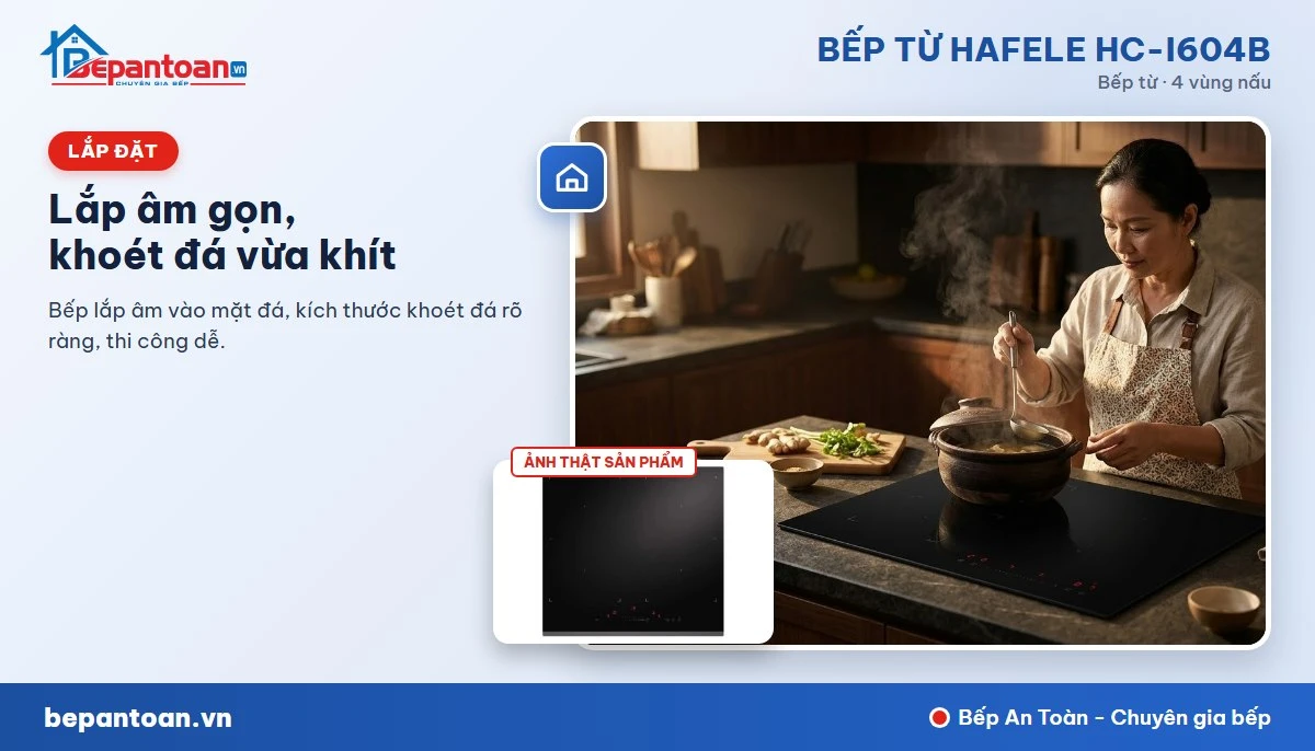 Bếp từ Hafele HC-I604B - Lắp âm