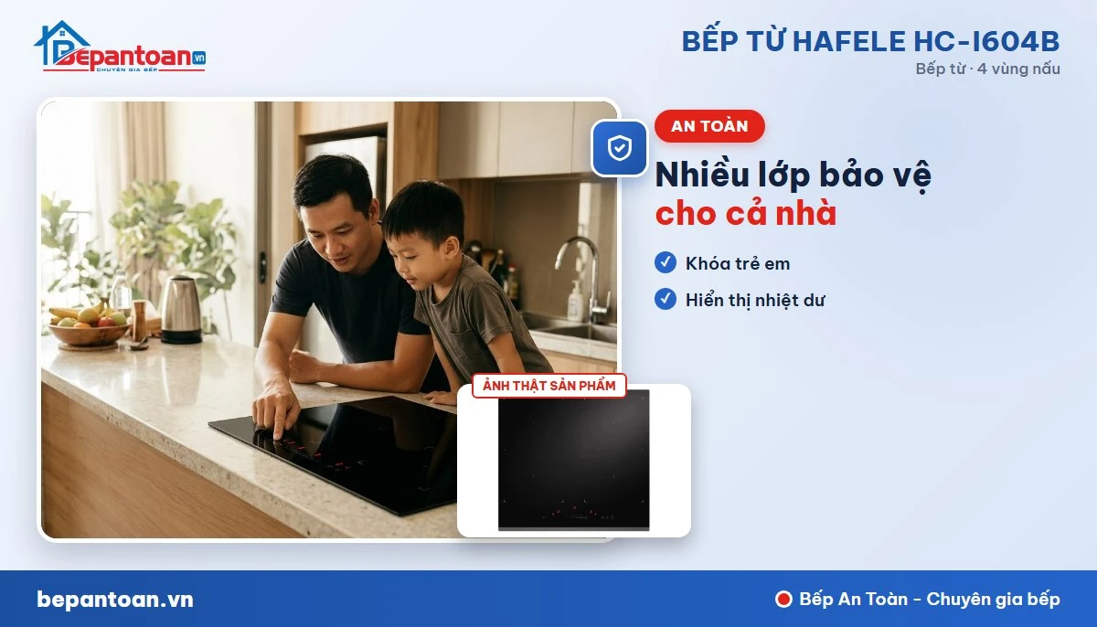 Bếp từ Hafele HC-I604B - Tính năng an toàn