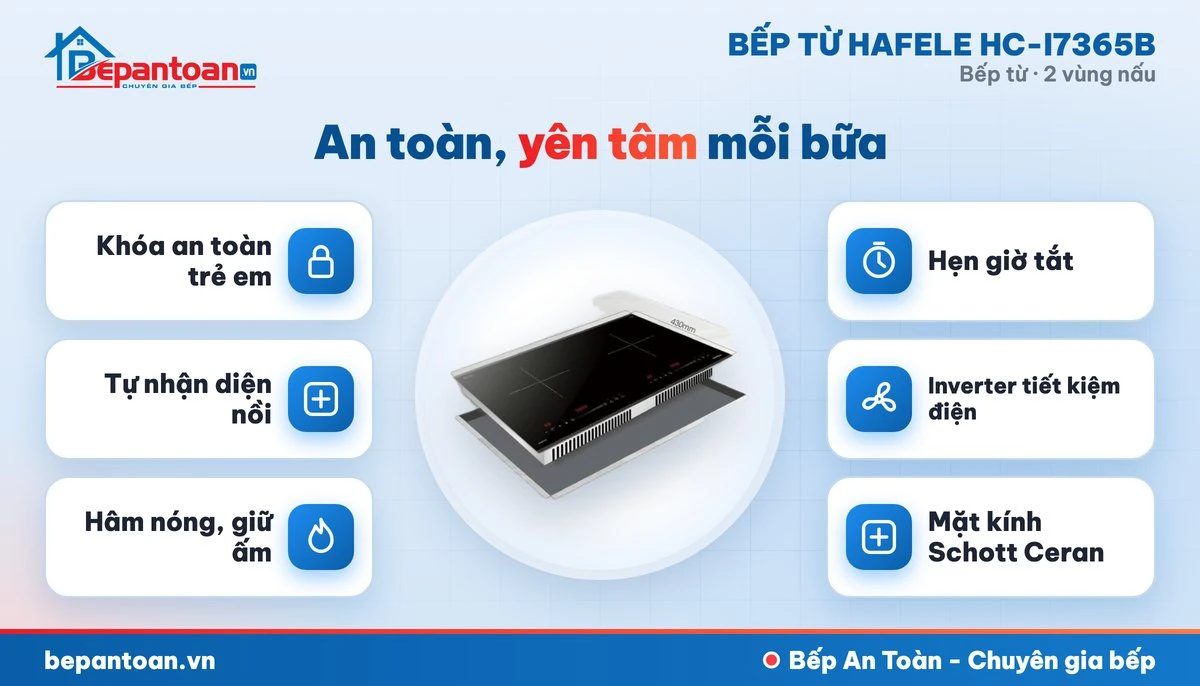 Bếp từ Hafele HC-I7365B - an toàn cho cả gia đình