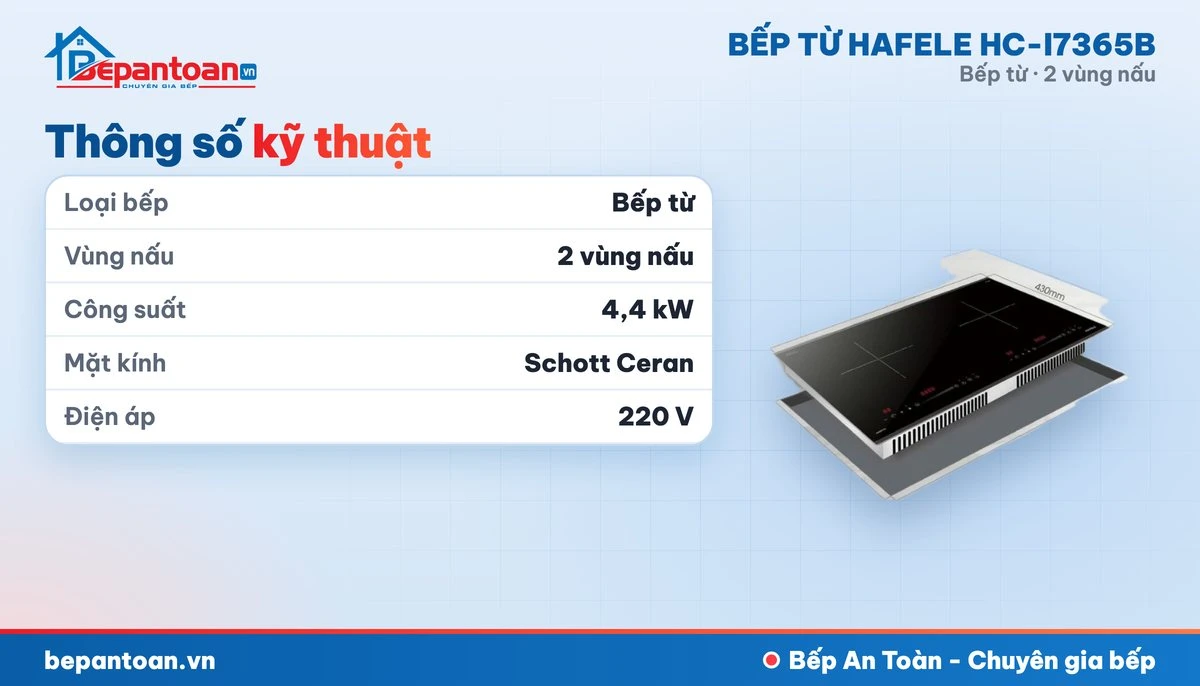 Bếp từ Hafele HC-I7365B - thông số kỹ thuật