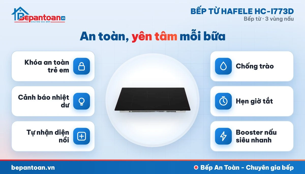 Bếp từ Hafele HC-I773D - an toàn cho cả gia đình