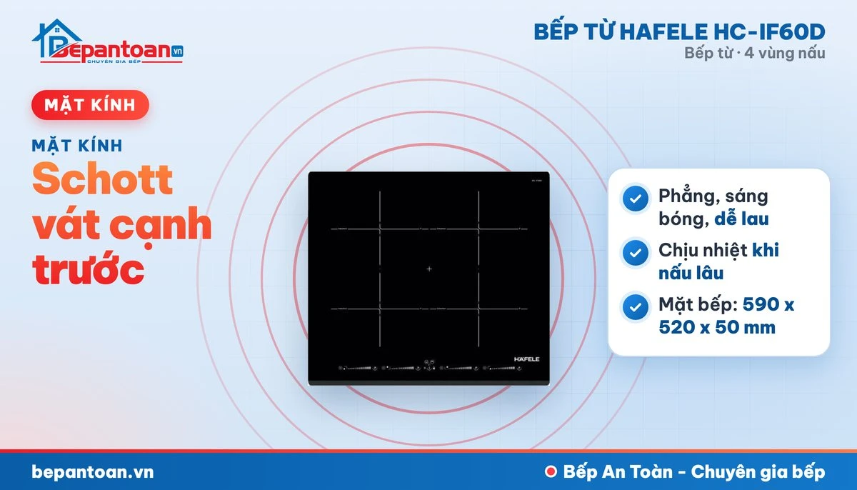 Bếp từ Hafele HC-IF60D - mặt kính schott vát cạnh trước