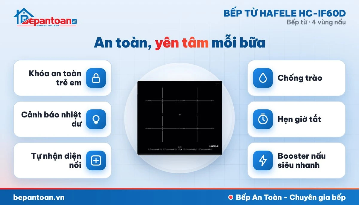 Bếp từ Hafele HC-IF60D - an toàn cho cả gia đình