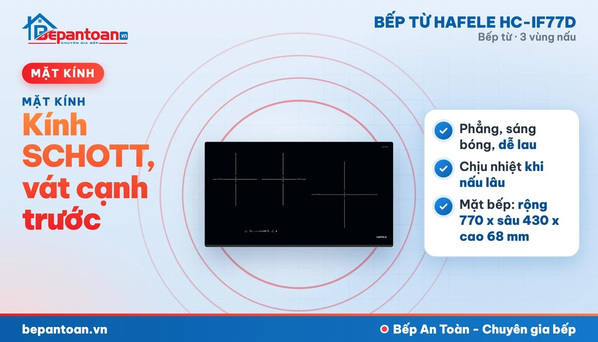 Bếp từ Hafele HC-IF77D - kính schott, vát cạnh trước