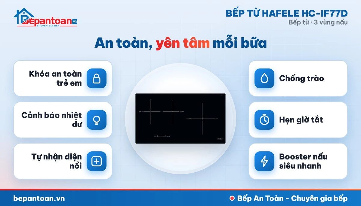 Bếp từ Hafele HC-IF77D - an toàn cho cả gia đình