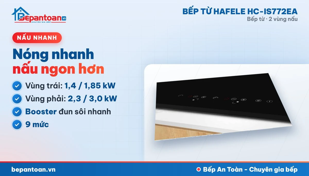 Bếp từ Hafele HC-IS772EA - công suất mạnh, nấu nhanh