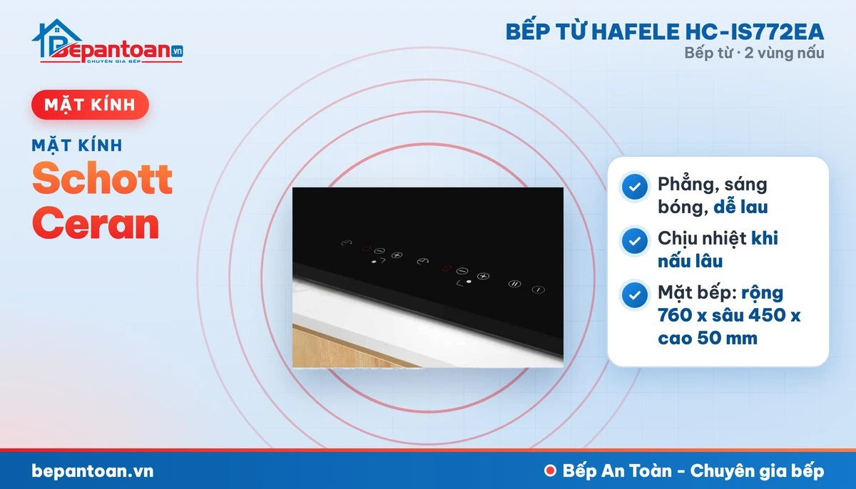 Bếp từ Hafele HC-IS772EA - mặt kính schott ceran