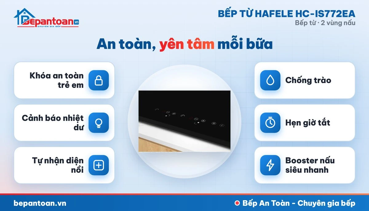 Bếp từ Hafele HC-IS772EA - an toàn cho cả gia đình