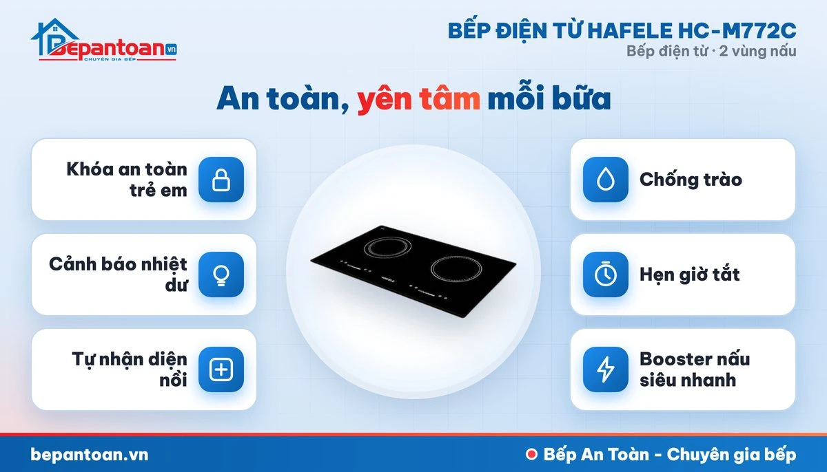 Bếp điện từ Hafele HC-M772C - an toàn cho cả gia đình