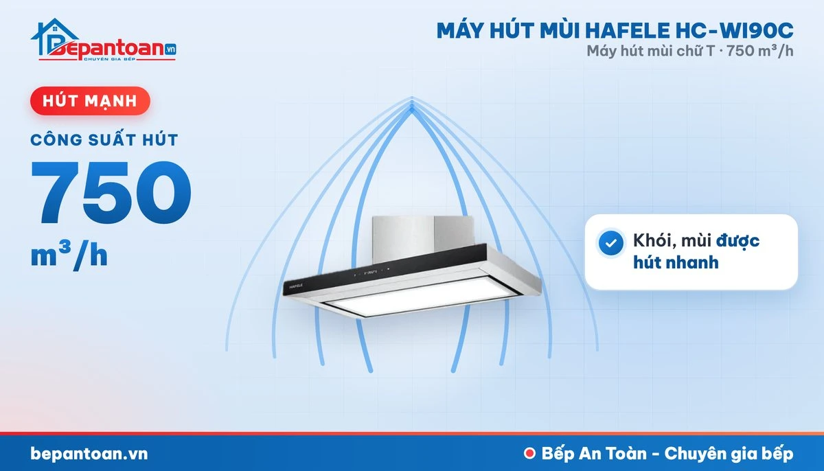 Máy hút mùi chữ T Hafele HC-WI90C - hút mạnh 750 m³/h