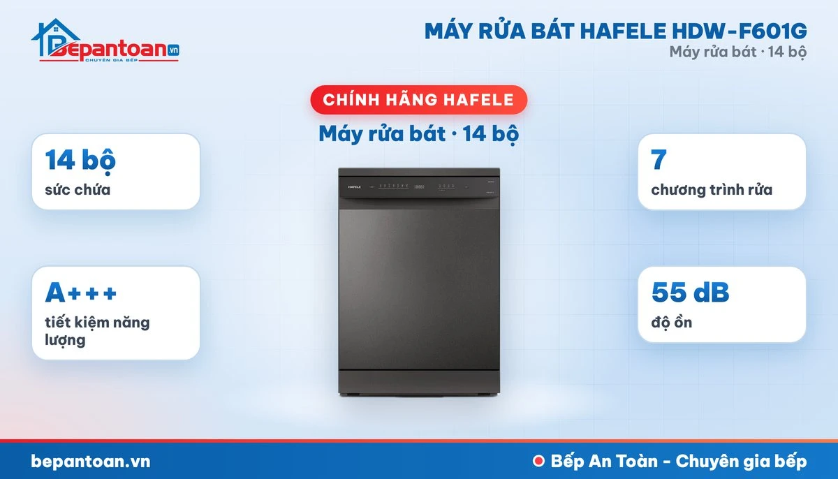 Máy rửa bát Hafele HDW-F601G - tổng quan