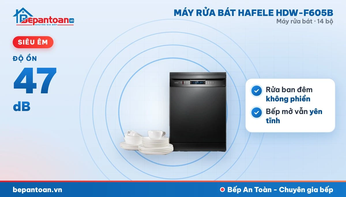 Máy rửa bát Hafele HDW-F605B - vận hành êm, độ ồn 47 db