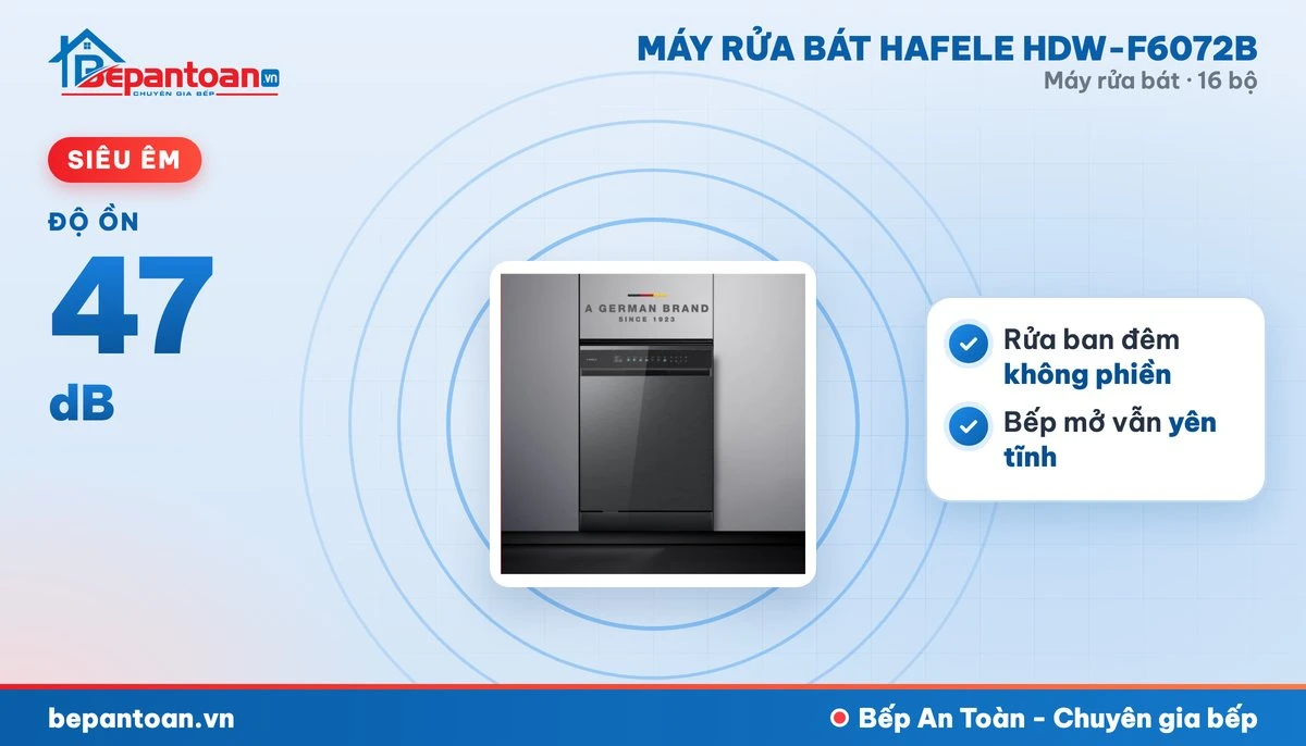Máy rửa bát Hafele HDW-F6072B - vận hành êm, độ ồn 47 db