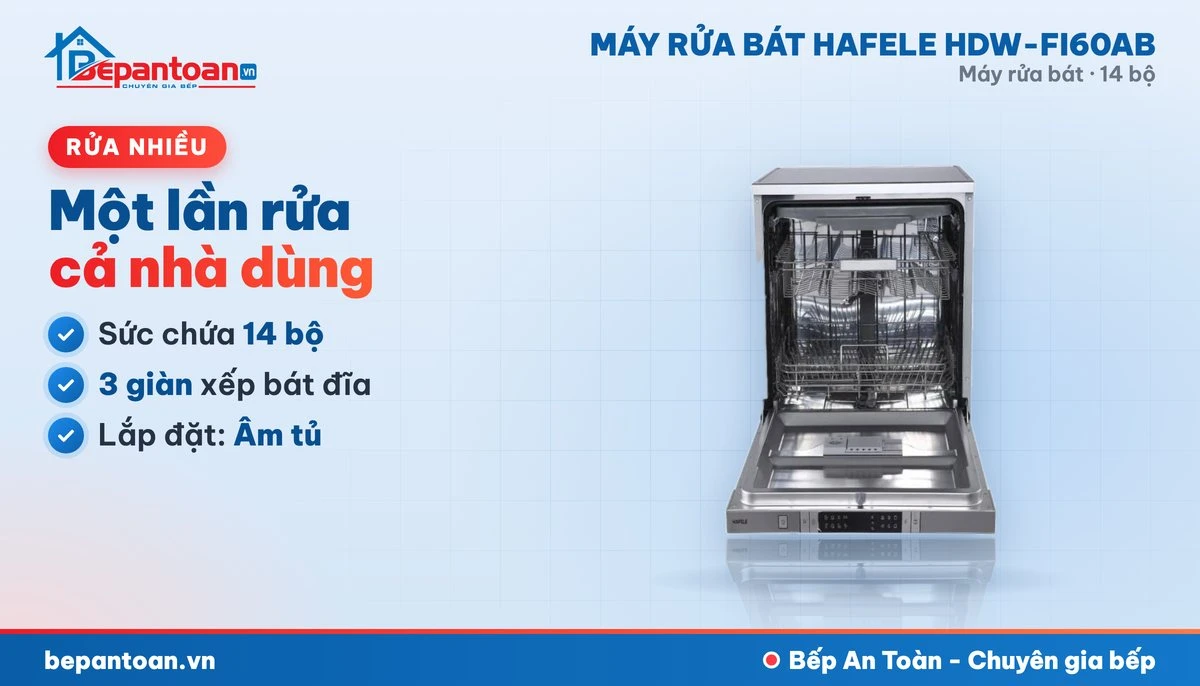 Máy rửa bát Hafele HDW-FI60AB - sức chứa 14 bộ