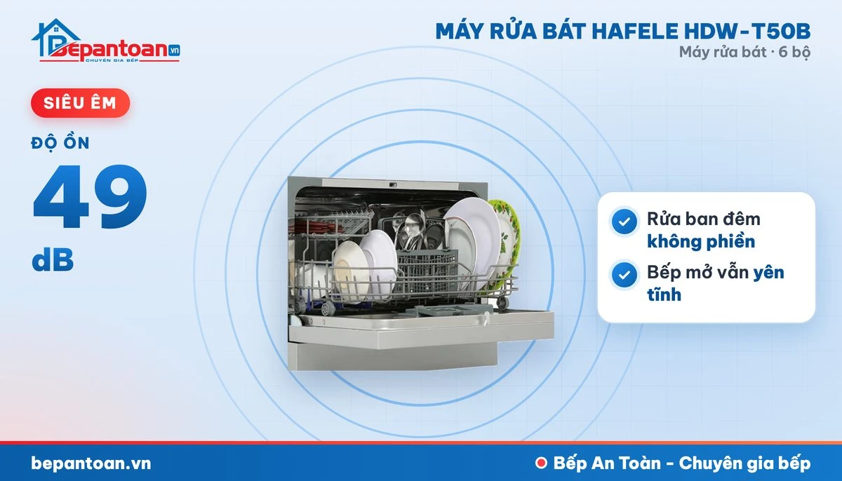 Máy rửa bát Hafele HDW-T50B - vận hành êm, độ ồn 49 db