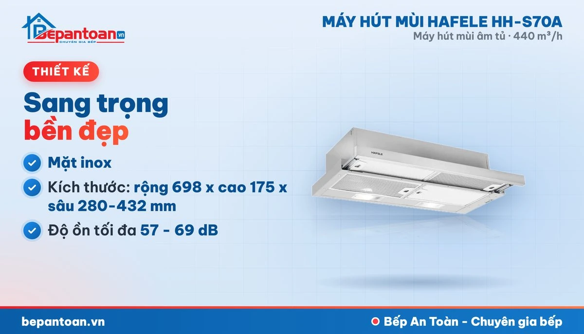 Máy hút mùi âm tủ Hafele HH-S70A - thiết kế gọn đẹp