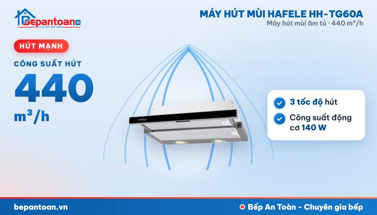 Máy hút mùi âm tủ Hafele HH-TG60A - hút mạnh 440 m³/h