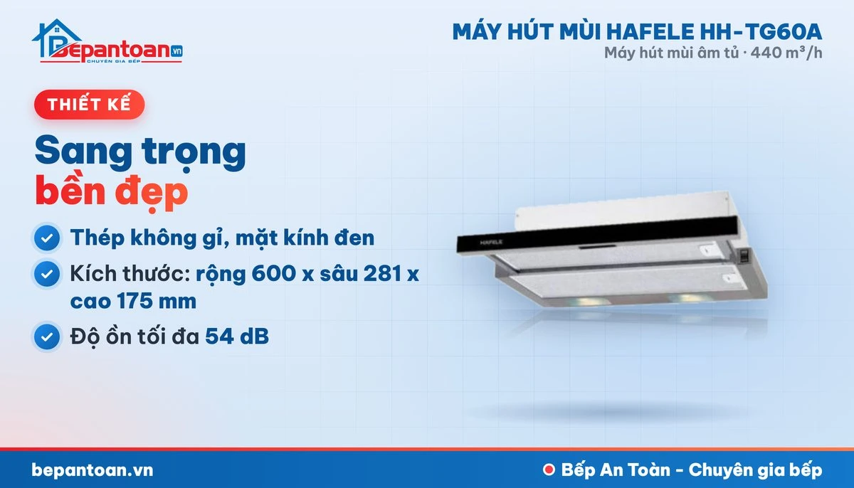 Máy hút mùi âm tủ Hafele HH-TG60A - thiết kế gọn đẹp