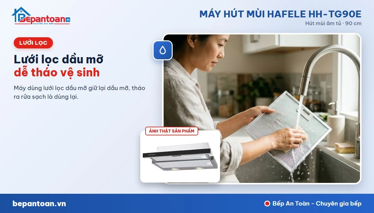 Máy hút mùi Hafele HH-TG90E - Lưới lọc dầu mỡ