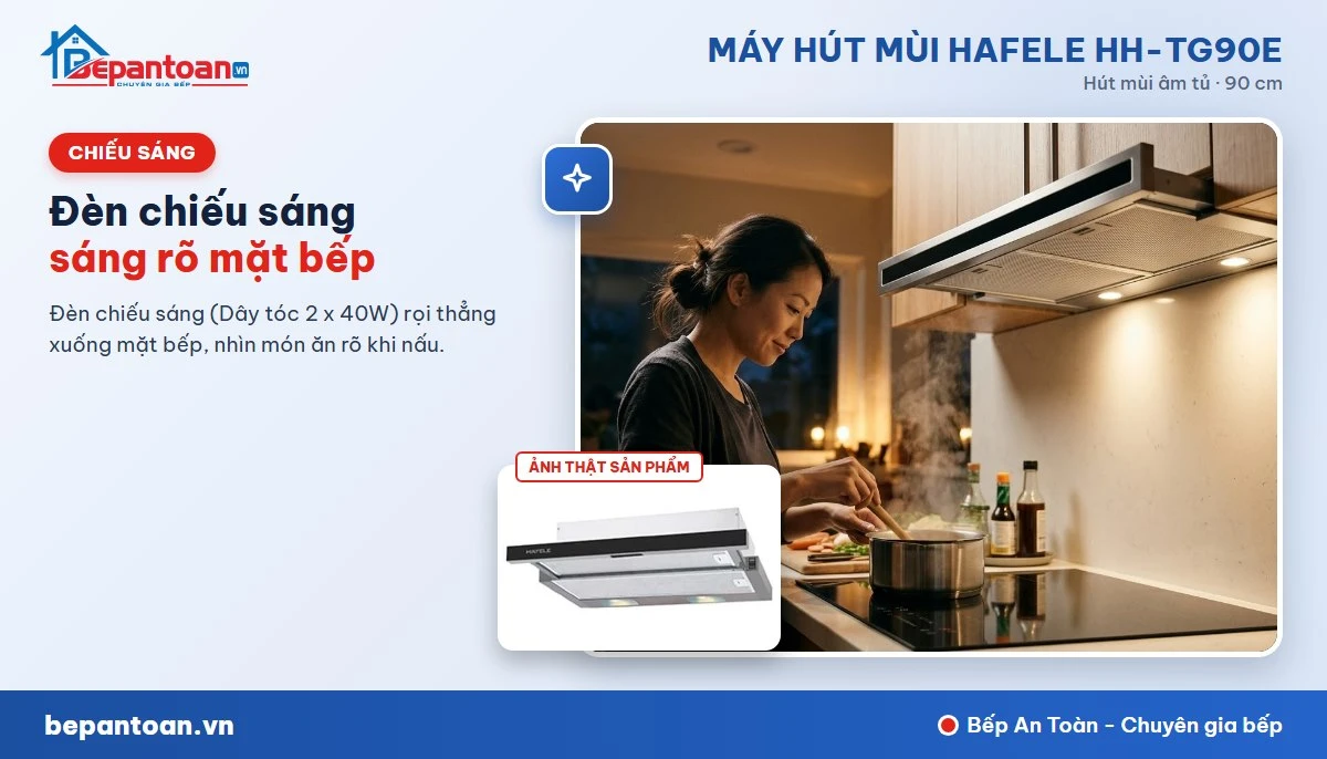 Máy hút mùi Hafele HH-TG90E - Đèn chiếu sáng