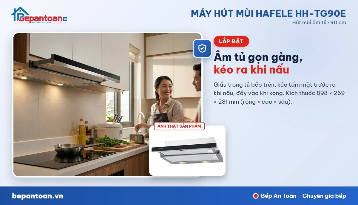 Máy hút mùi Hafele HH-TG90E - Lắp đặt
