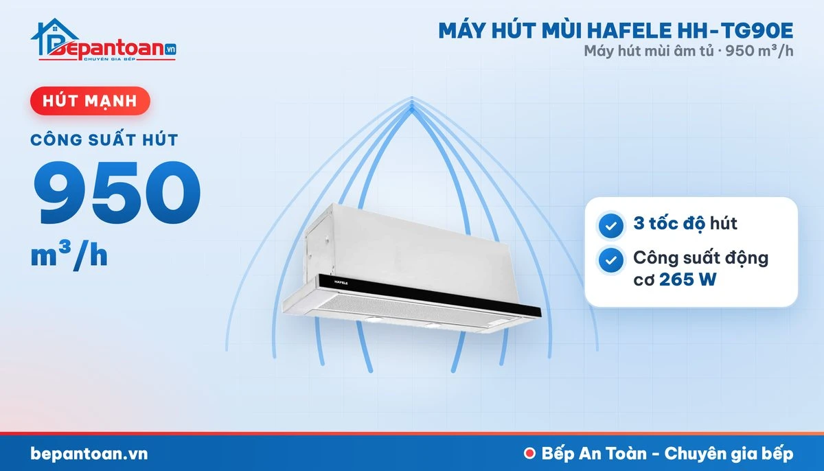 Máy hút mùi âm tủ Hafele HH-TG90E - hút mạnh 950 m³/h