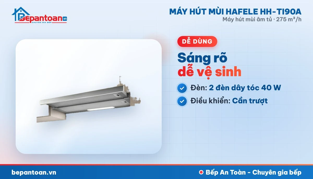 Máy hút mùi âm tủ Hafele HH-TI90A - lọc mỡ, đèn chiếu sáng, điều khiển