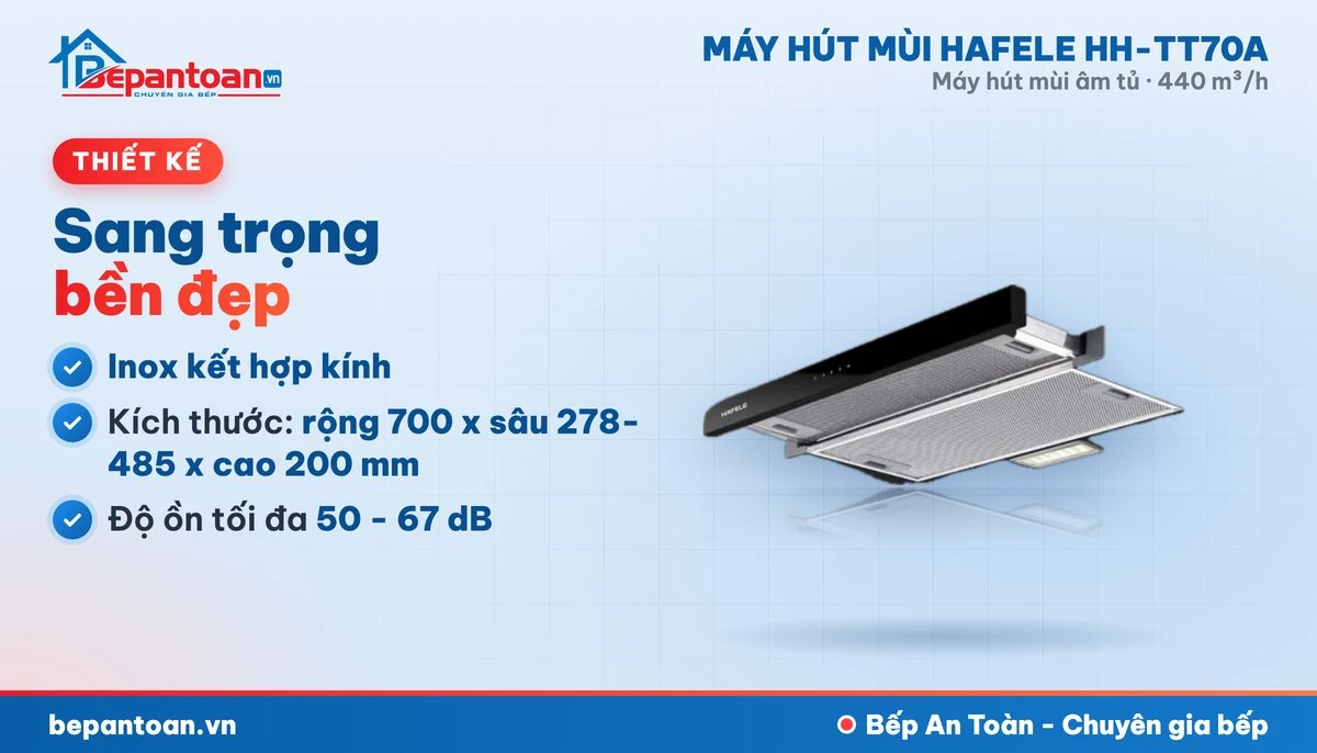 Máy hút mùi âm tủ Hafele HH-TT70A - thiết kế gọn đẹp