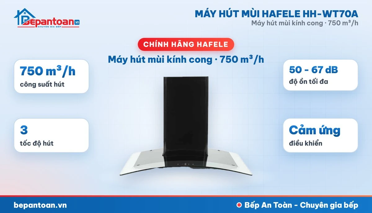 Máy hút mùi kính cong Hafele HH-WT70A - tổng quan