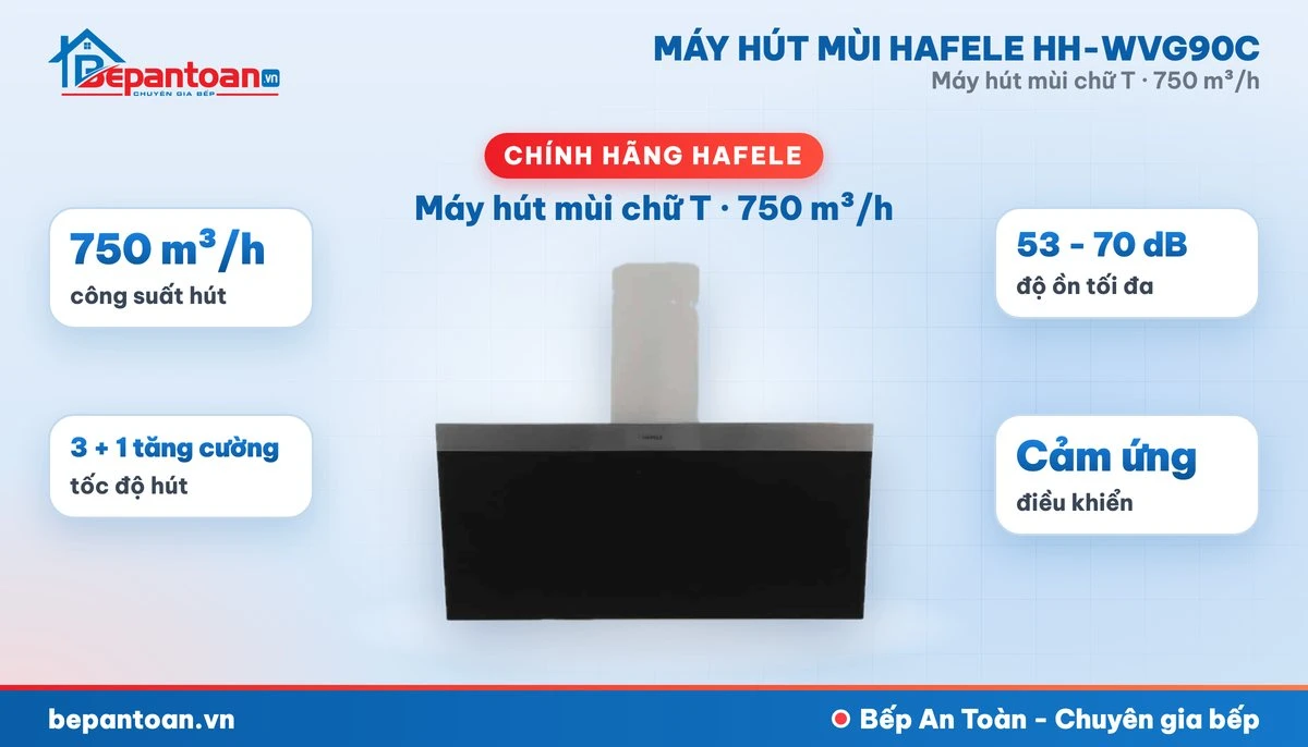 Máy hút mùi chữ T Hafele HH-WVG90C - tổng quan