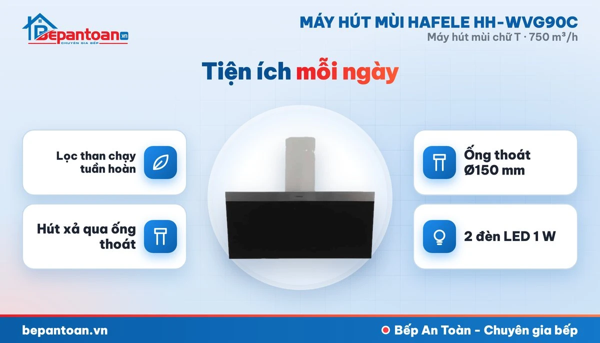 Máy hút mùi chữ T Hafele HH-WVG90C - tiện ích mỗi ngày