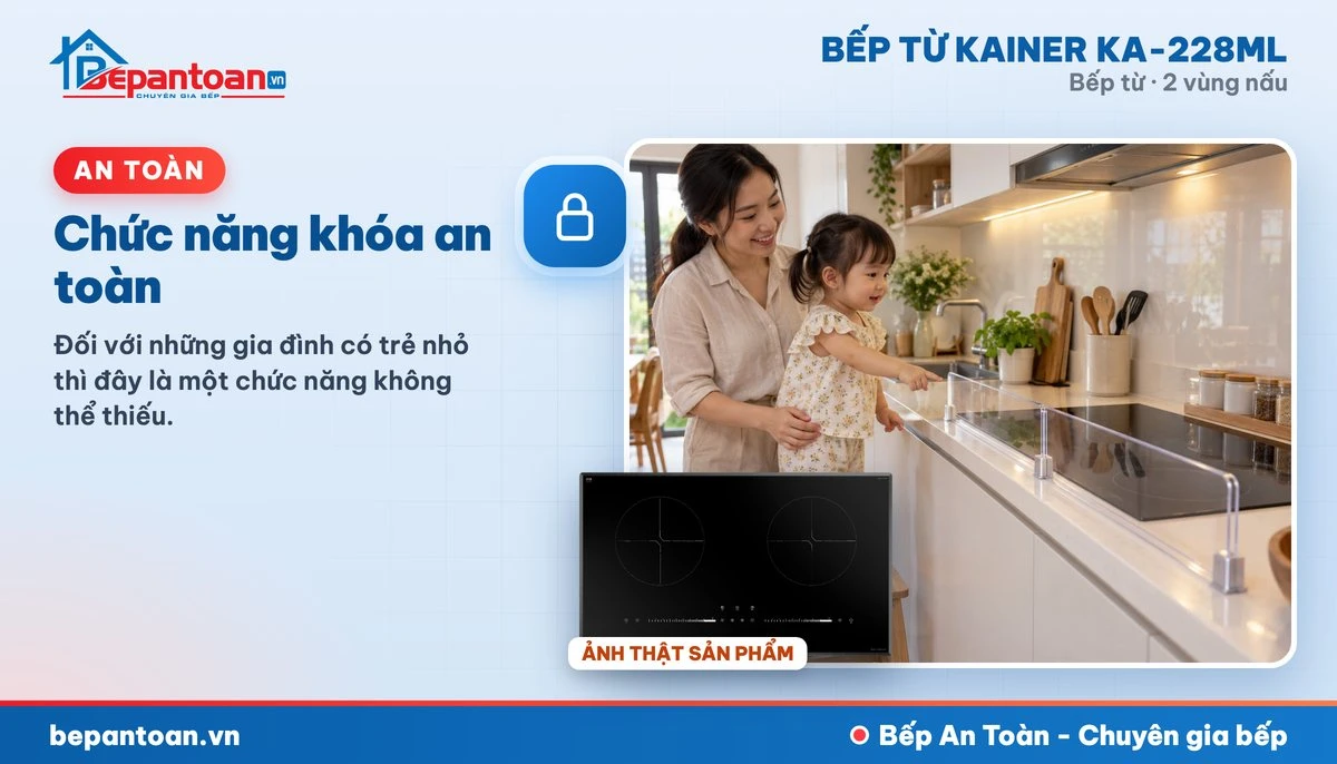 Bếp từ Kainer KA-228ML - Chức năng khóa an toàn