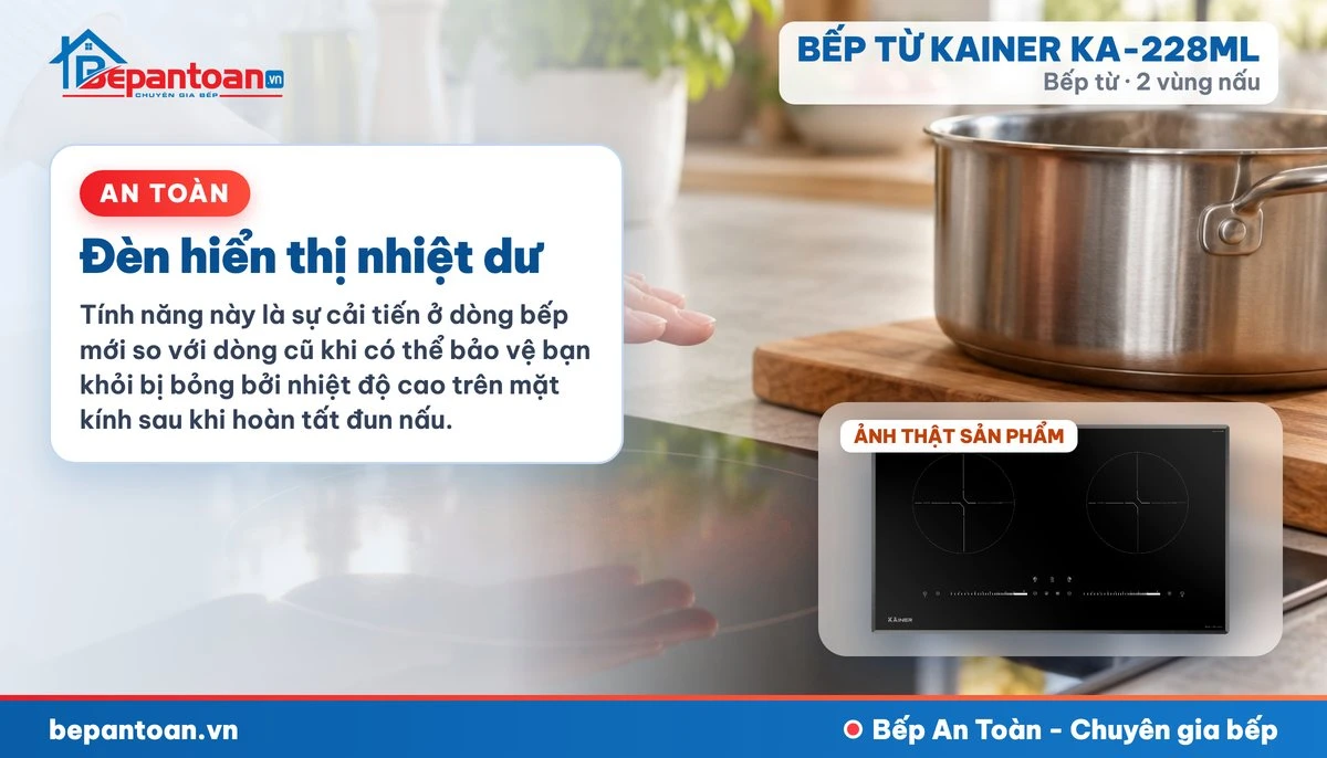 Bếp từ Kainer KA-228ML - Đèn hiển thị nhiệt dư