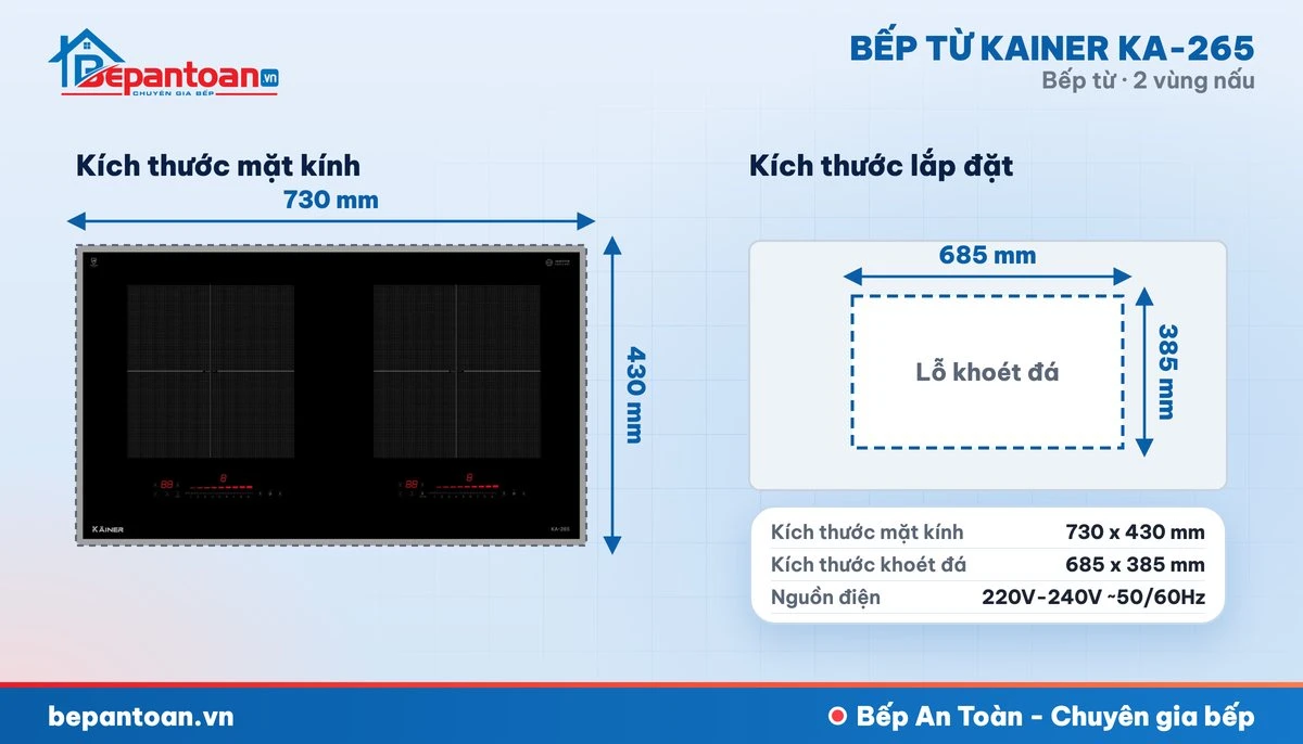 Bếp từ Kainer KA-265 - thông số kỹ thuật