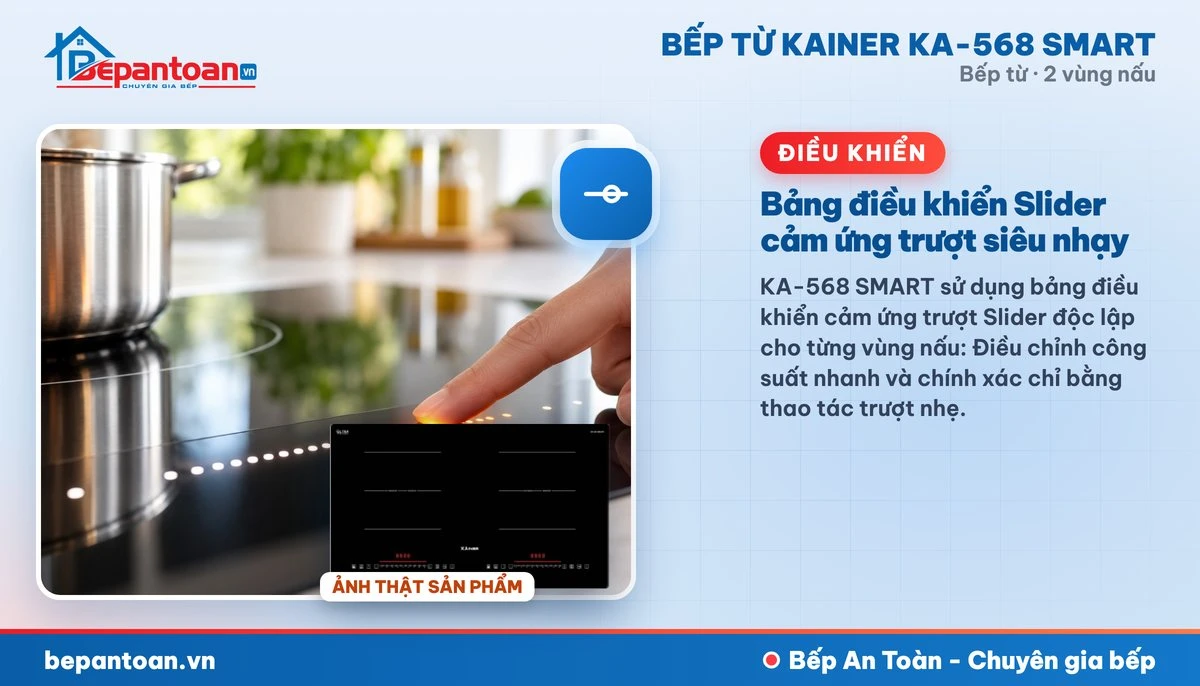 Bếp từ Kainer KA-568 SMART - Bảng điều khiển Slider cảm ứng trượt siêu nhạy