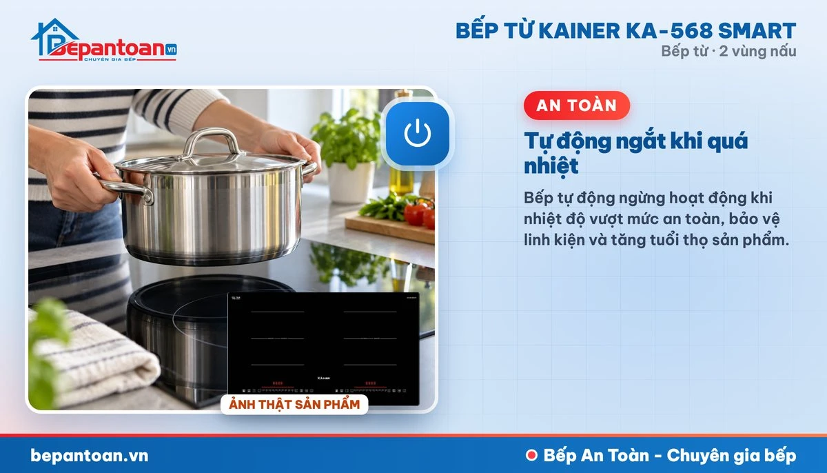 Bếp từ Kainer KA-568 SMART - Tự động ngắt khi quá nhiệt
