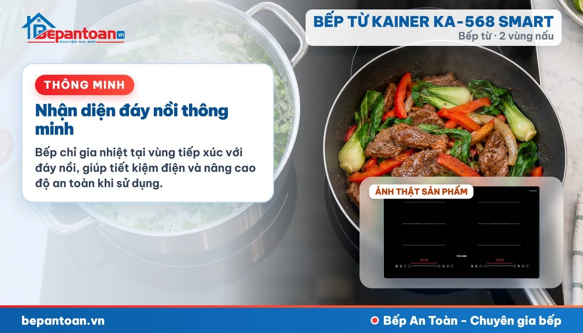 Bếp từ Kainer KA-568 SMART - Nhận diện đáy nồi thông minh