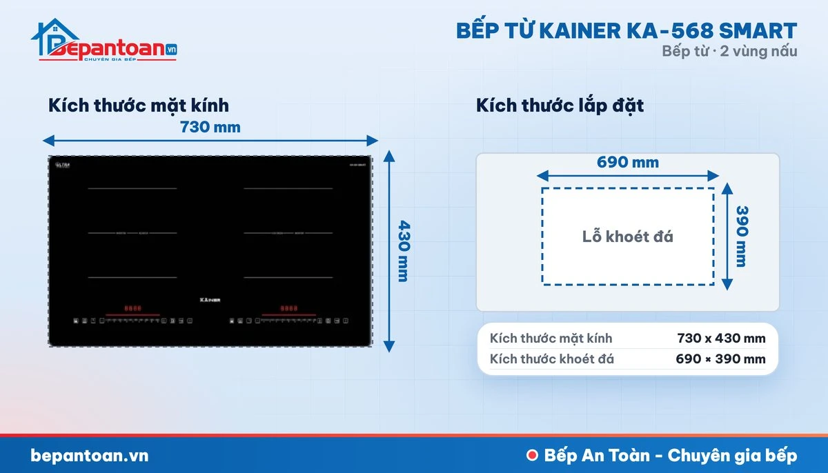 Bếp từ Kainer KA-568 SMART - thông số kỹ thuật